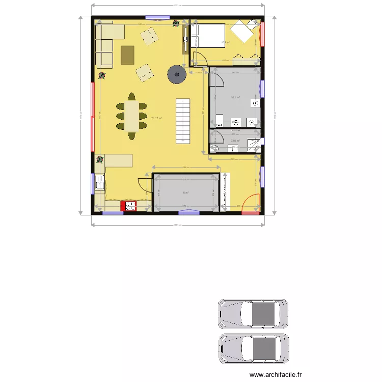 Maison Jura rez int. Plan de 
