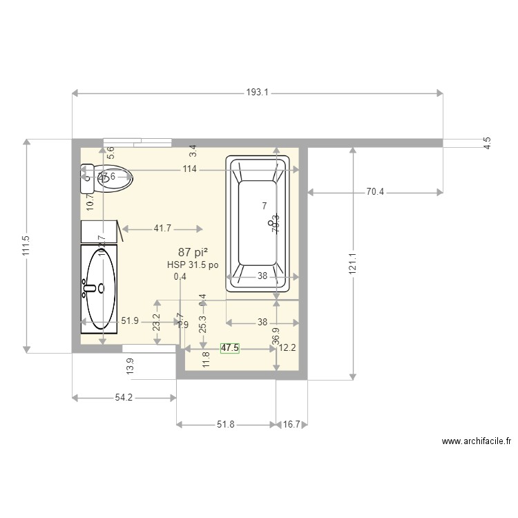 salle de bain modifiée le 28 novembre 2020. Plan de 0 pièce et 0 m2