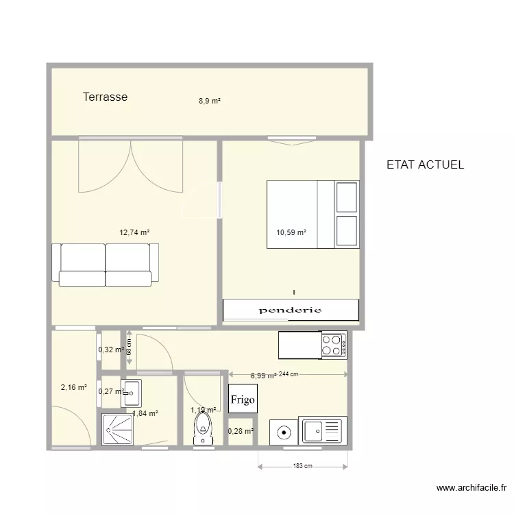 T2 SF mas AVANT. Plan de 