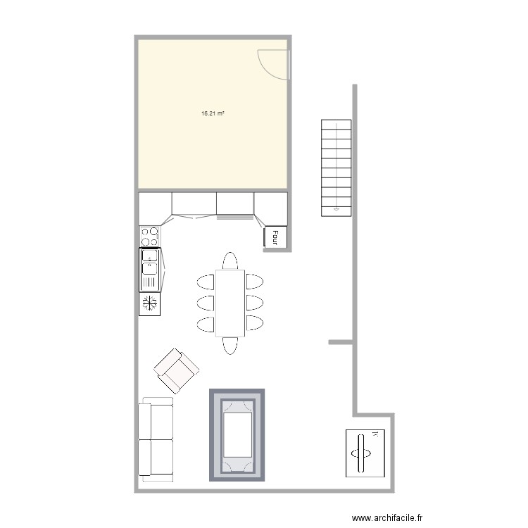 cuisine et salon. Plan de 0 pièce et 0 m2