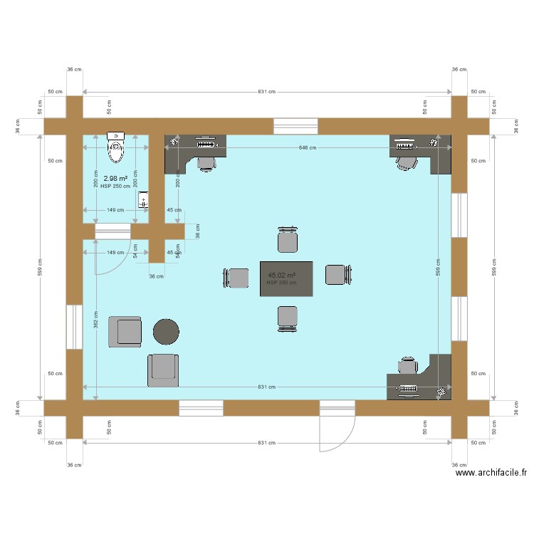 Plan 5 bureau Open space . Plan de 0 pièce et 0 m2