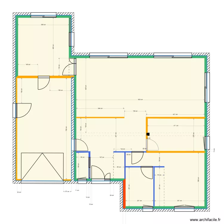 Bourgenay RDC cotes int&eacute;rieures. Plan de 
