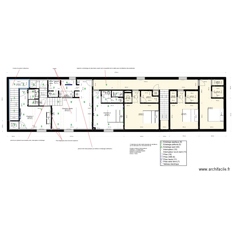 3 chambres Grand Caugy elec. Plan de 22 pièces et 160 m2