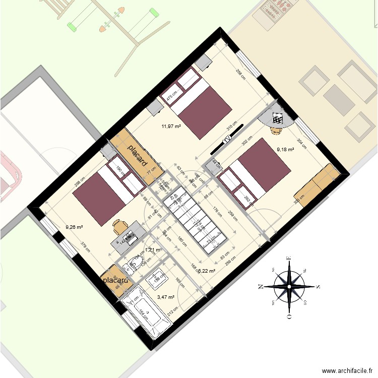 GEHIN. Plan de 18 pièces et 308 m2