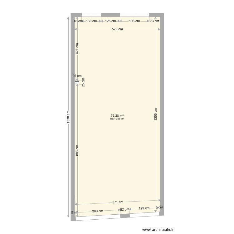 75 m. Plan de 0 pièce et 0 m2