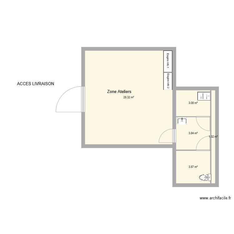 Zone Ateliers. Plan de 0 pièce et 0 m2