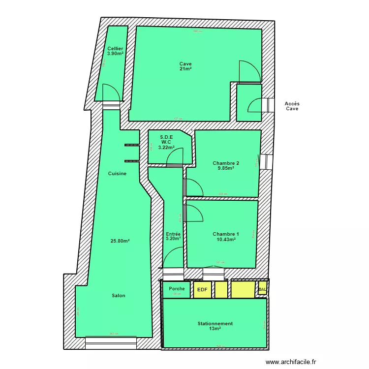 MARIGAILLAN RDC CAVE. Plan de 