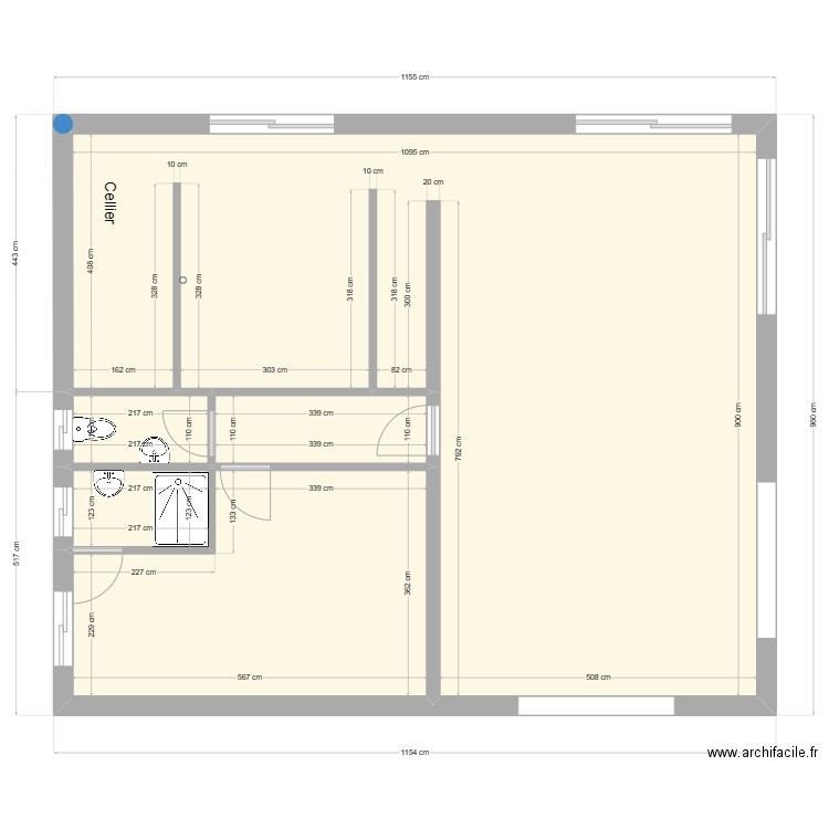 RDC 6 Sans meubles. Plan de 5 pièces et 95 m2