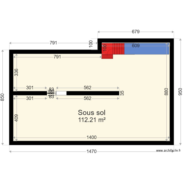Niveau sous sol. Plan de 0 pièce et 0 m2