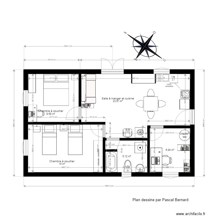 LeCaillouversion4bis. Plan de 5 pièces et 59 m2