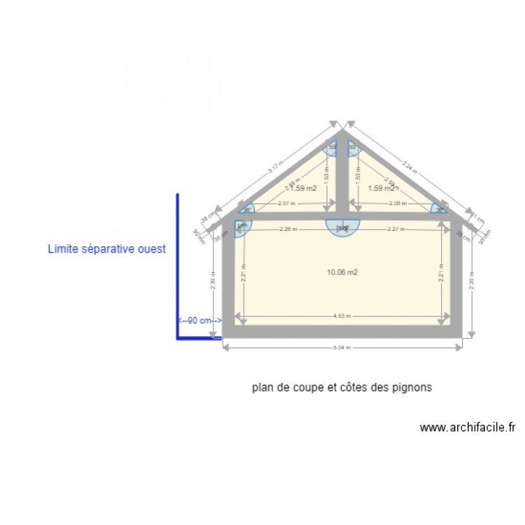 plan de masse pignons limites séparatives. Plan de 0 pièce et 0 m2