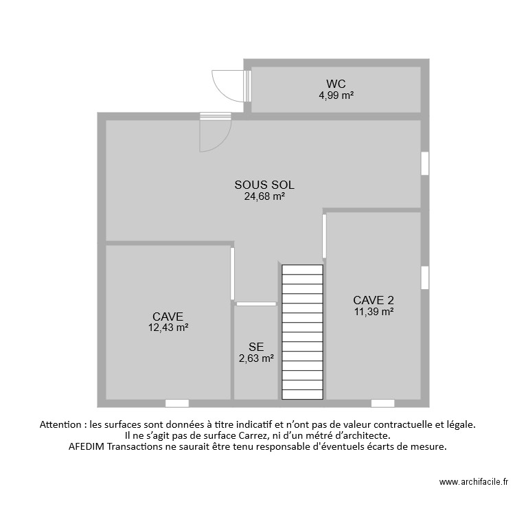 BI 7048 SOUS SOL. Plan de 6 pièces et 60 m2