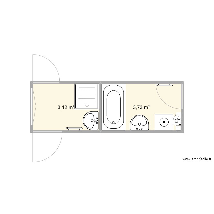 Salle de bain actuelle. Plan de 0 pièce et 0 m2