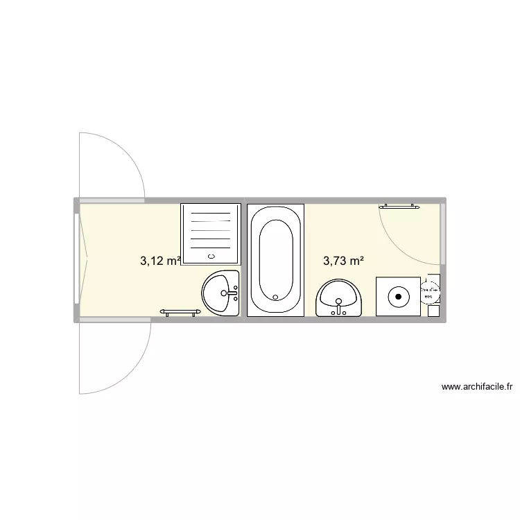 Salle de bain actuelle. Plan de 