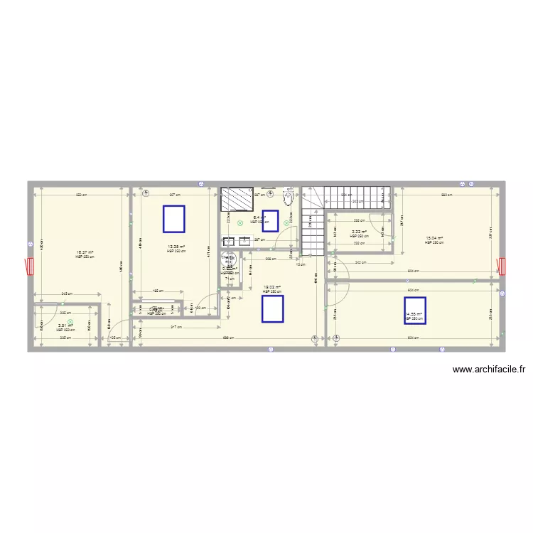 appartement 3 comble Menuiserie et Velux. Plan de 