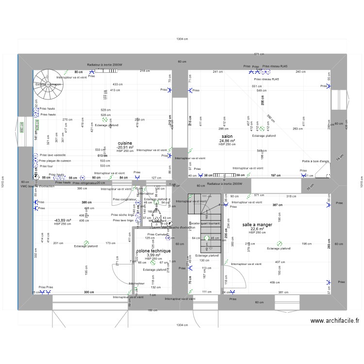 PROJET LACAUNE RDC gabi1 elec  final  1. Plan de 5 pièces et 78 m2