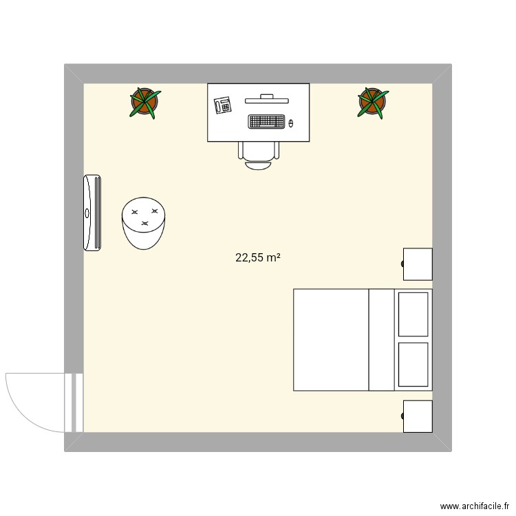 Chambre Nathan. Plan de 1 pièce et 23 m2