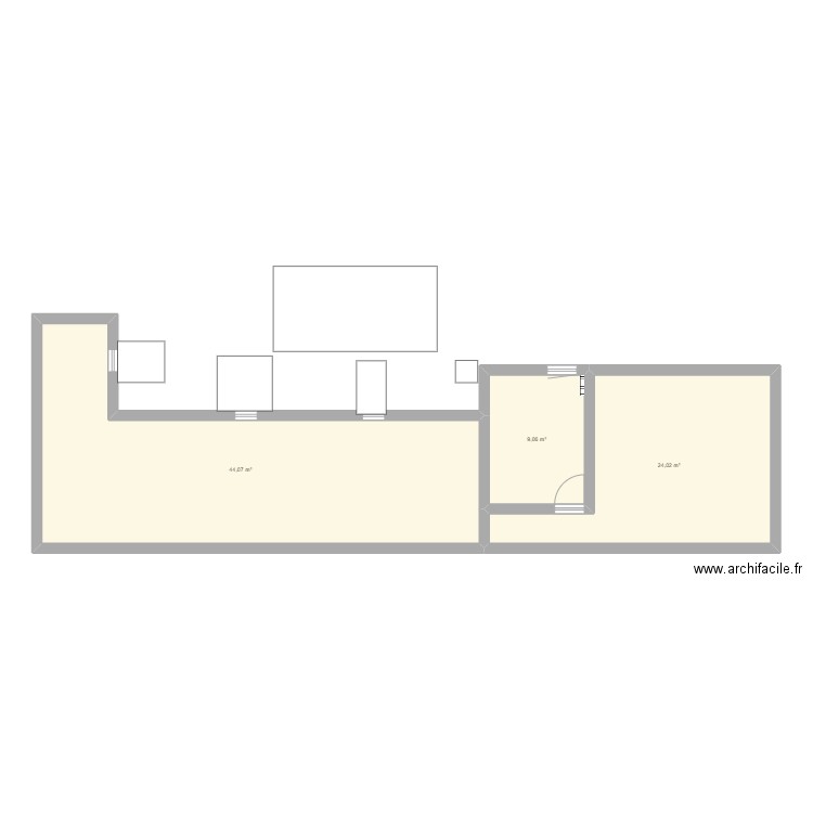 JARDIN. Plan de 3 pièces et 77 m2