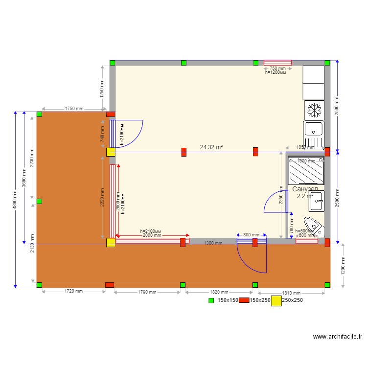 30 6 Polyanka Svai. Plan de 0 pièce et 0 m2