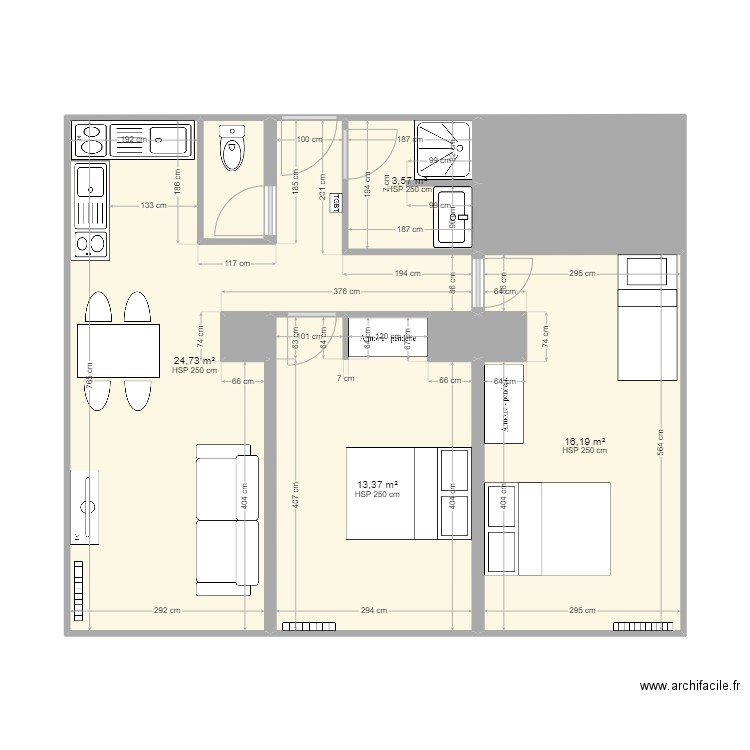 Val d'Isère DS 2. Plan de 9 pièces et 66 m2