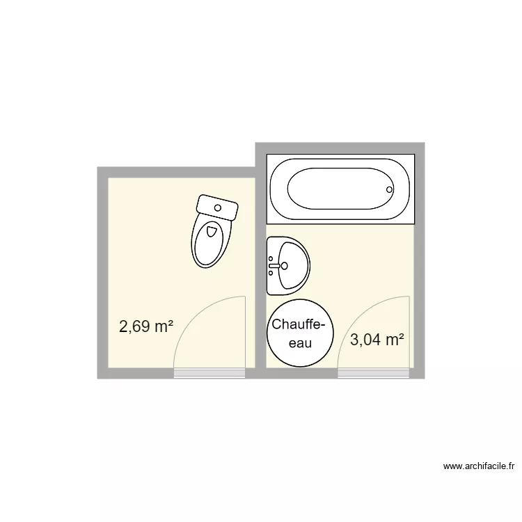 Untereiner SDB existant. Plan de 