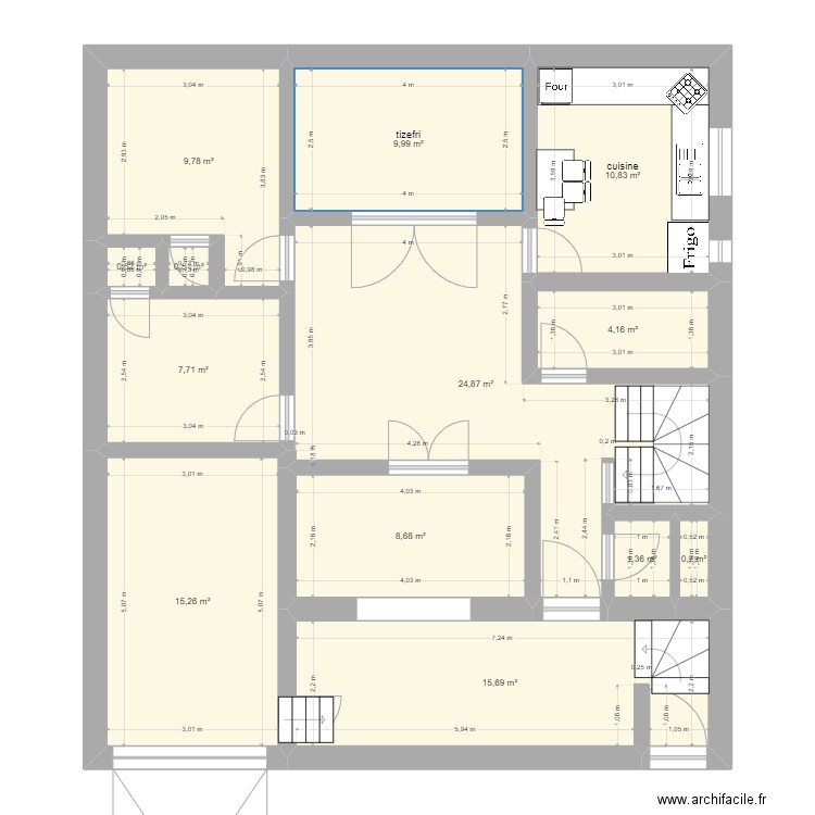 maison oujoujen rdc. Plan de 13 pièces et 110 m2