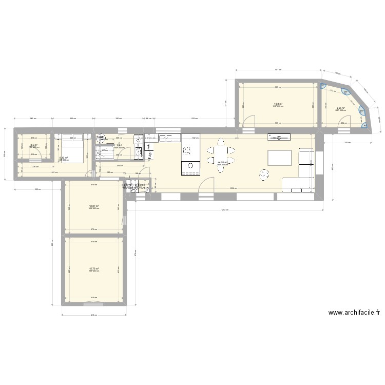 Crespillon extension m. Plan de 11 pièces et 141 m2