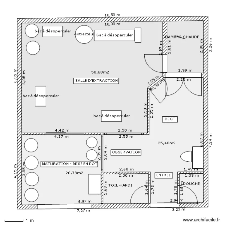 Plan miellerie LPA Le Montat. Plan de 