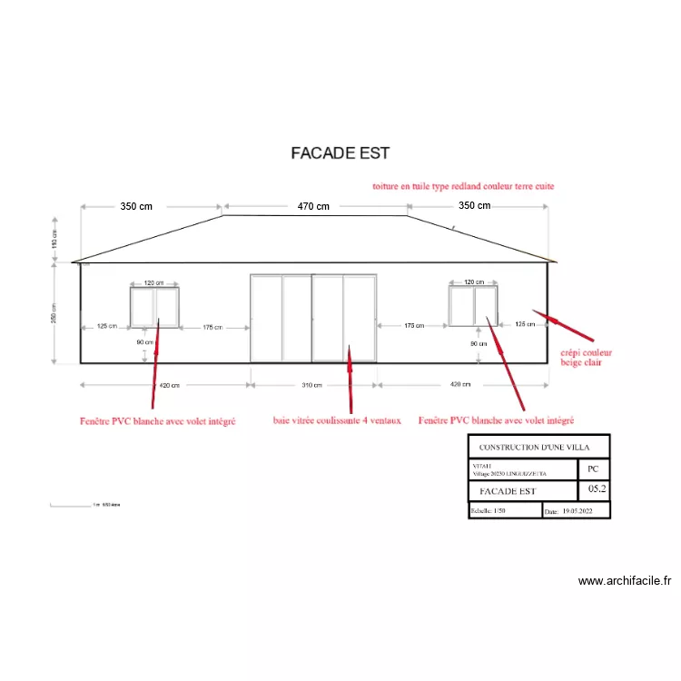 facade est3. Plan de 