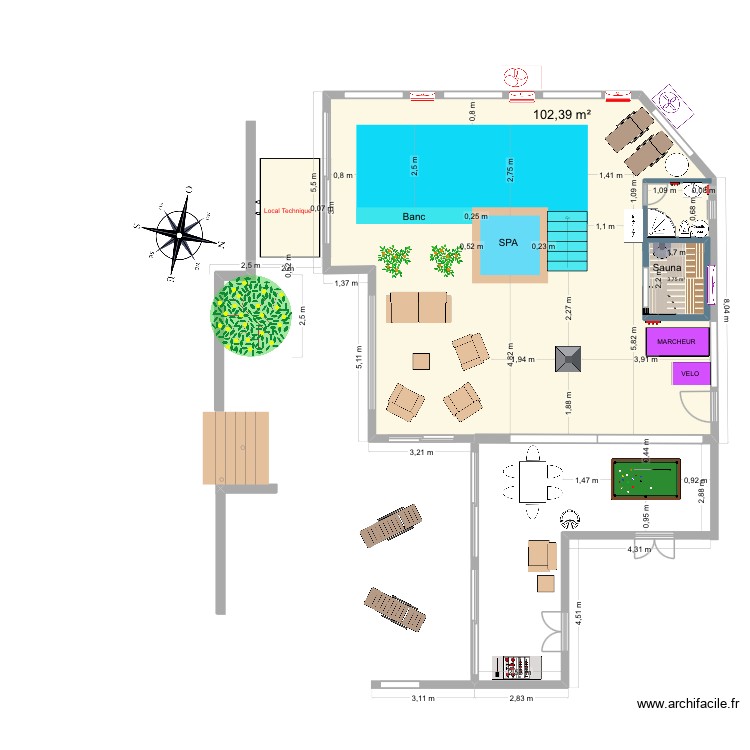 Espace d&eacute;tente cot&eacute; cuisine V6. Plan de 0 pièce et 0 m2