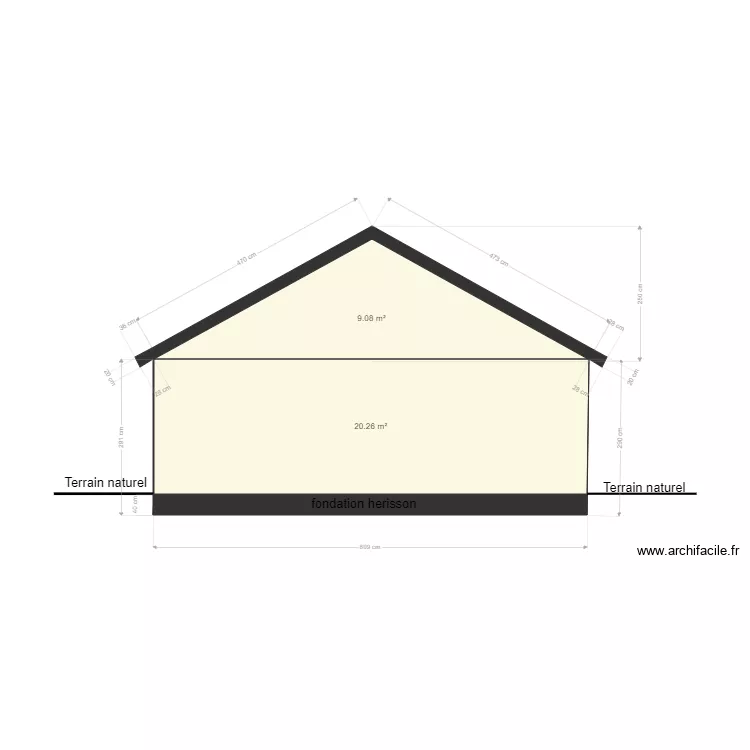 terrain naturel facade sud . Plan de terrain naturel facade sud . Plan de