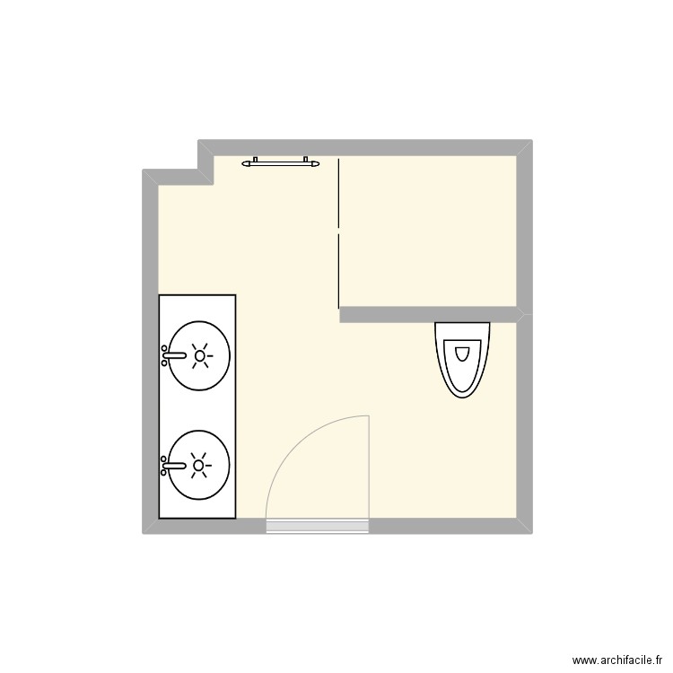 Briclot SDB existant. Plan de 1 pièce et 6 m2