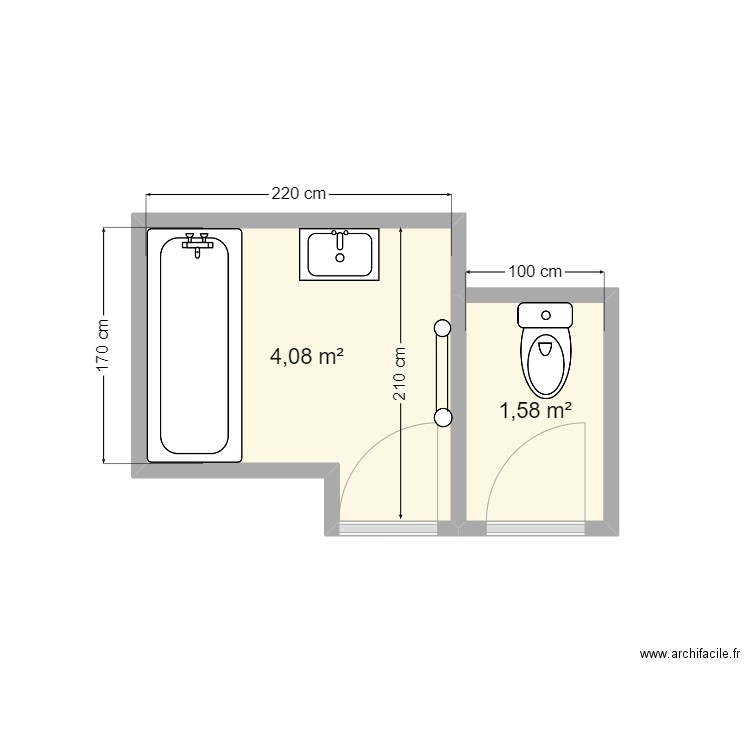 Plan existant AJIB PH a. Plan de 2 pièces et 6 m2