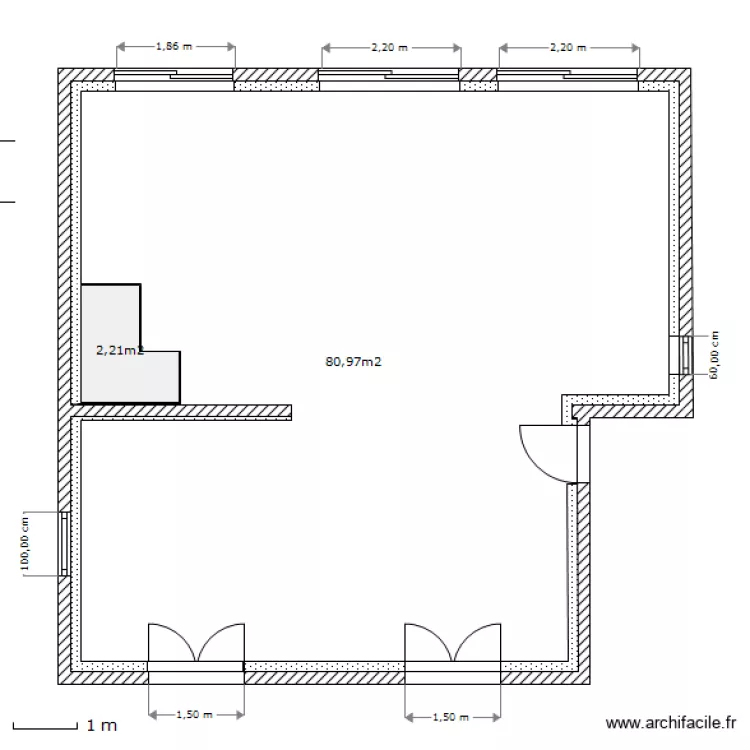 pilo etage 1 murs. Plan de 