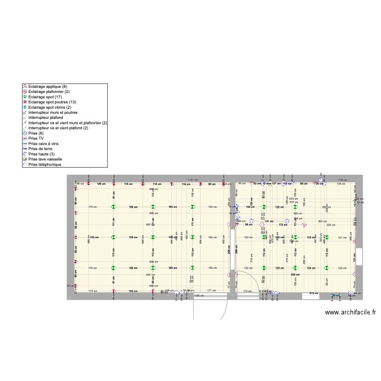 Plan Électrique Caveau. Plan de 2 pièces et 63 m2