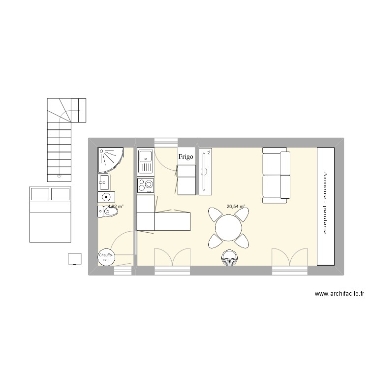 plan 2. Plan de 2 pièces et 31 m2