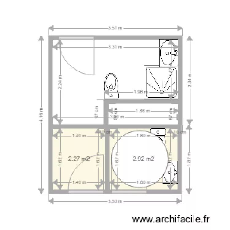 sanitaires UD 45. Plan de 