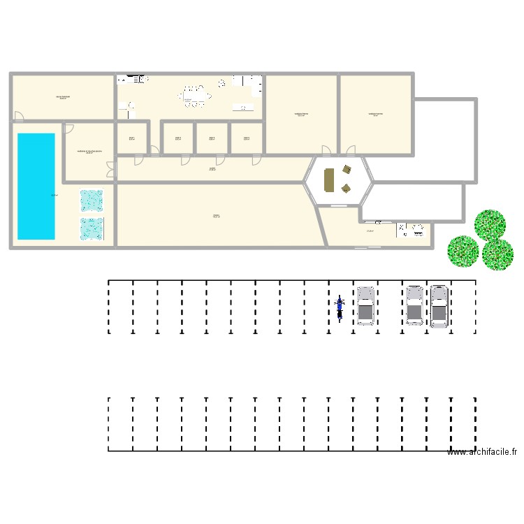 muscu. Plan de 13 pièces et 525 m2