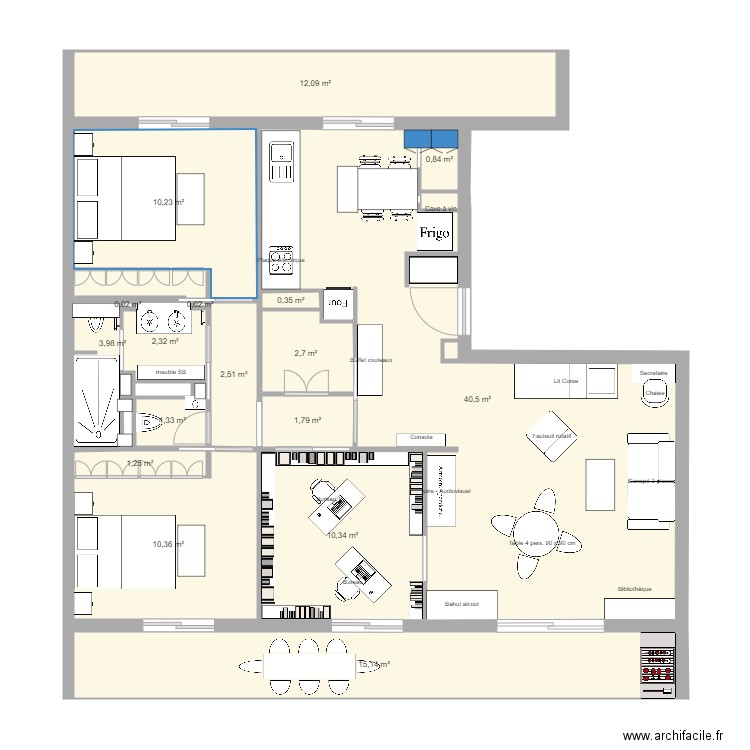 t4fino18. Plan de 18 pièces et 116 m2