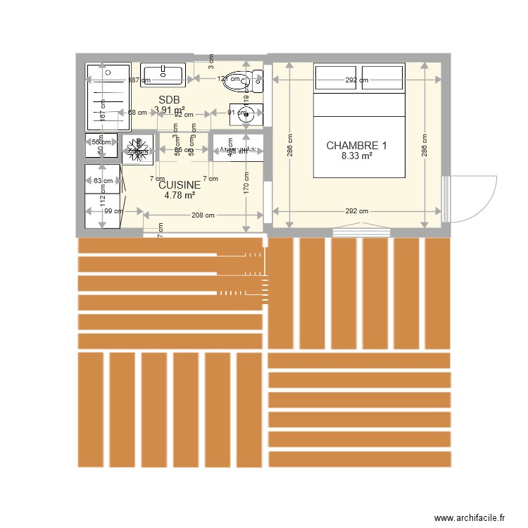 studio. Plan de 0 pièce et 0 m2