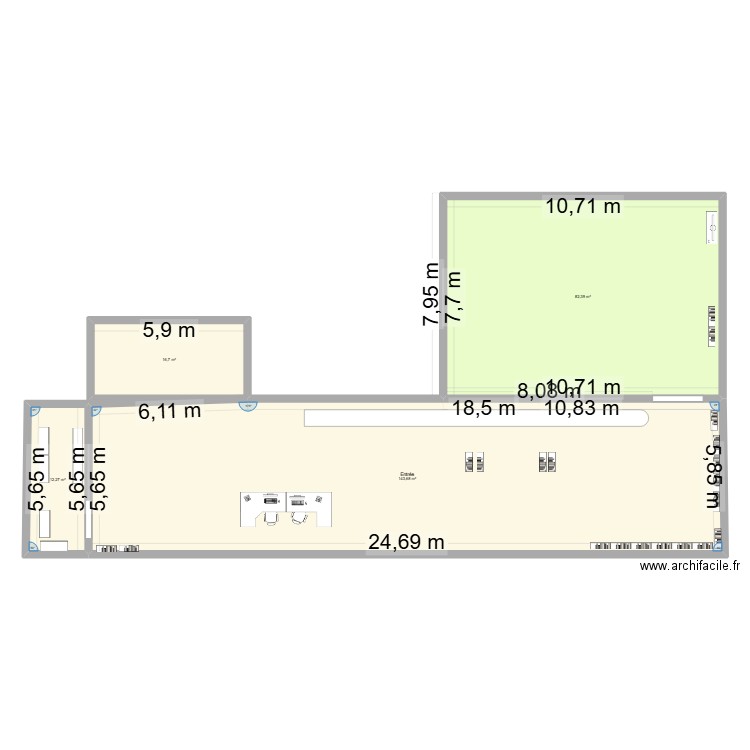 Réaménagement du CDI. Plan de 4 pièces et 255 m2