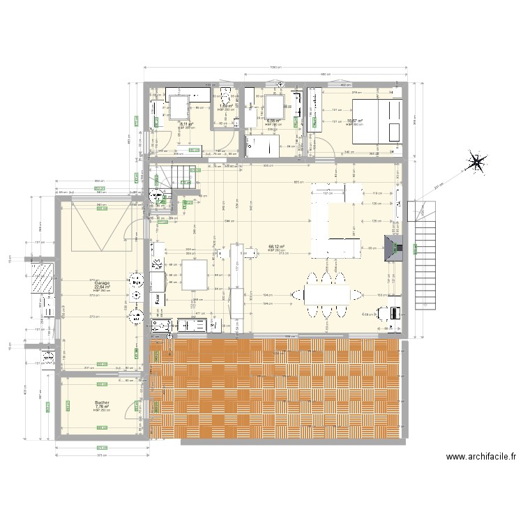 Petit Cosquet 2 version Mickael avec etage. Plan de 13 pièces et 215 m2