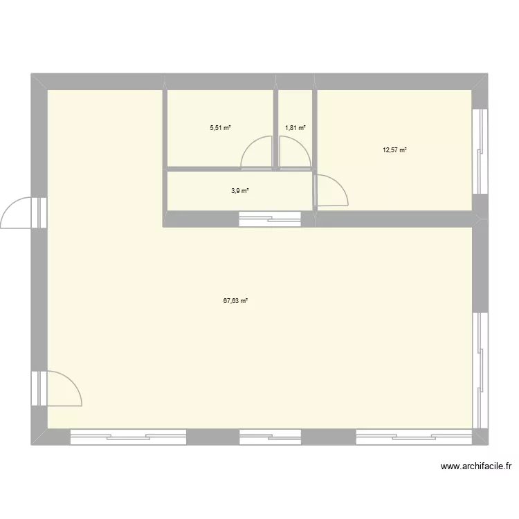 mez2. Plan de 5 pièces et 91 m²