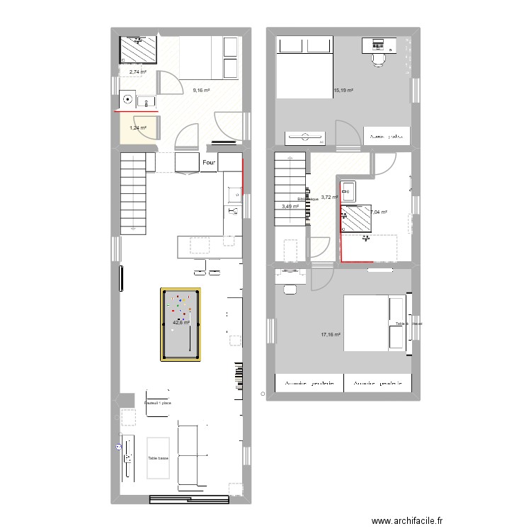 Bruyère 10. Plan de 9 pièces et 102 m2