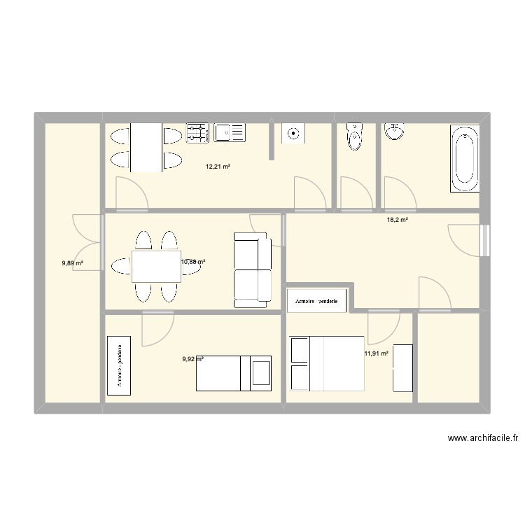 APPARTEMENT. Plan de 6 pièces et 73 m2