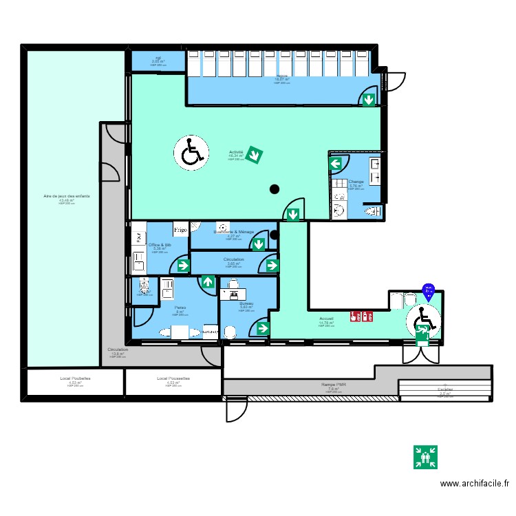 92C35JM Projet V4 Jordan evac. Plan de 17 pièces et 192 m2