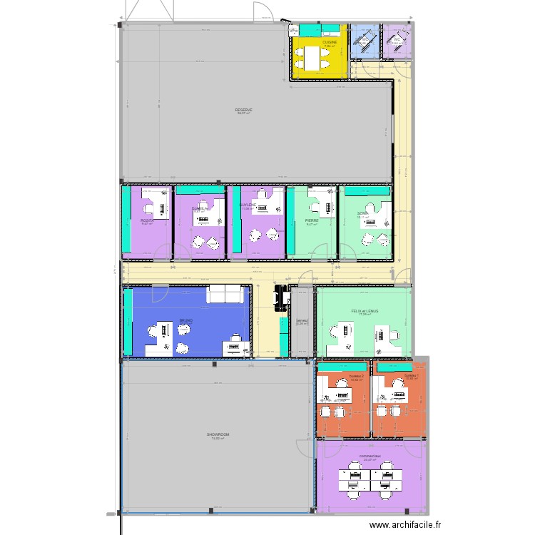 ZONE BUREAUX 21042022. Plan de 17 pièces et 352 m2