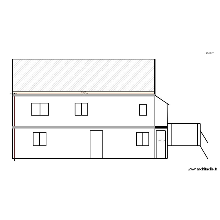 cote. Plan de 20 pièces et 99 m2