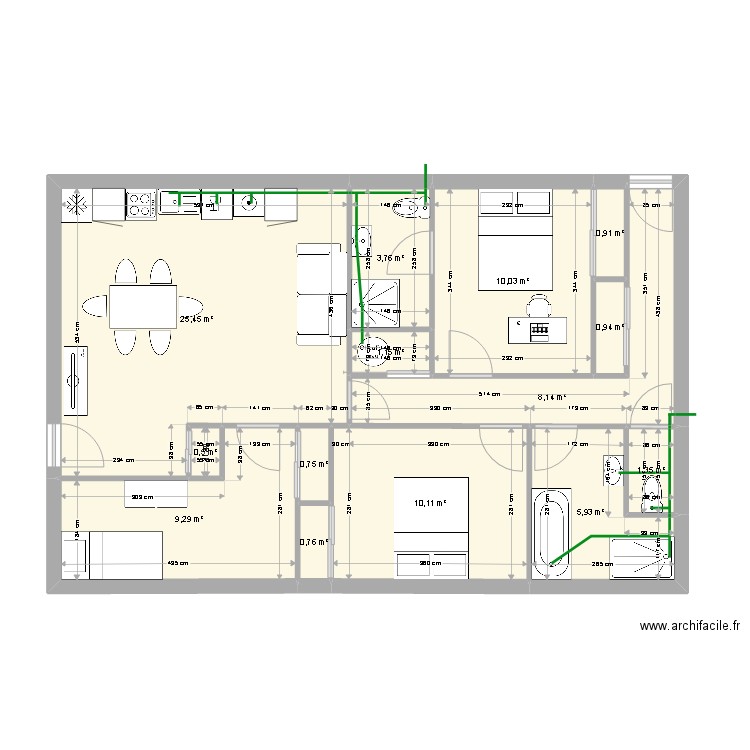 sainte colombe5. Plan de 14 pièces et 79 m2