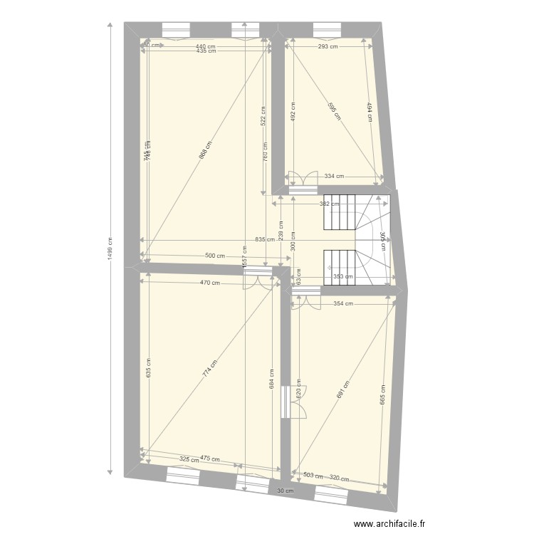 EDL 1° etage  aprés démolitions. Plan de 0 pièce et 0 m2
